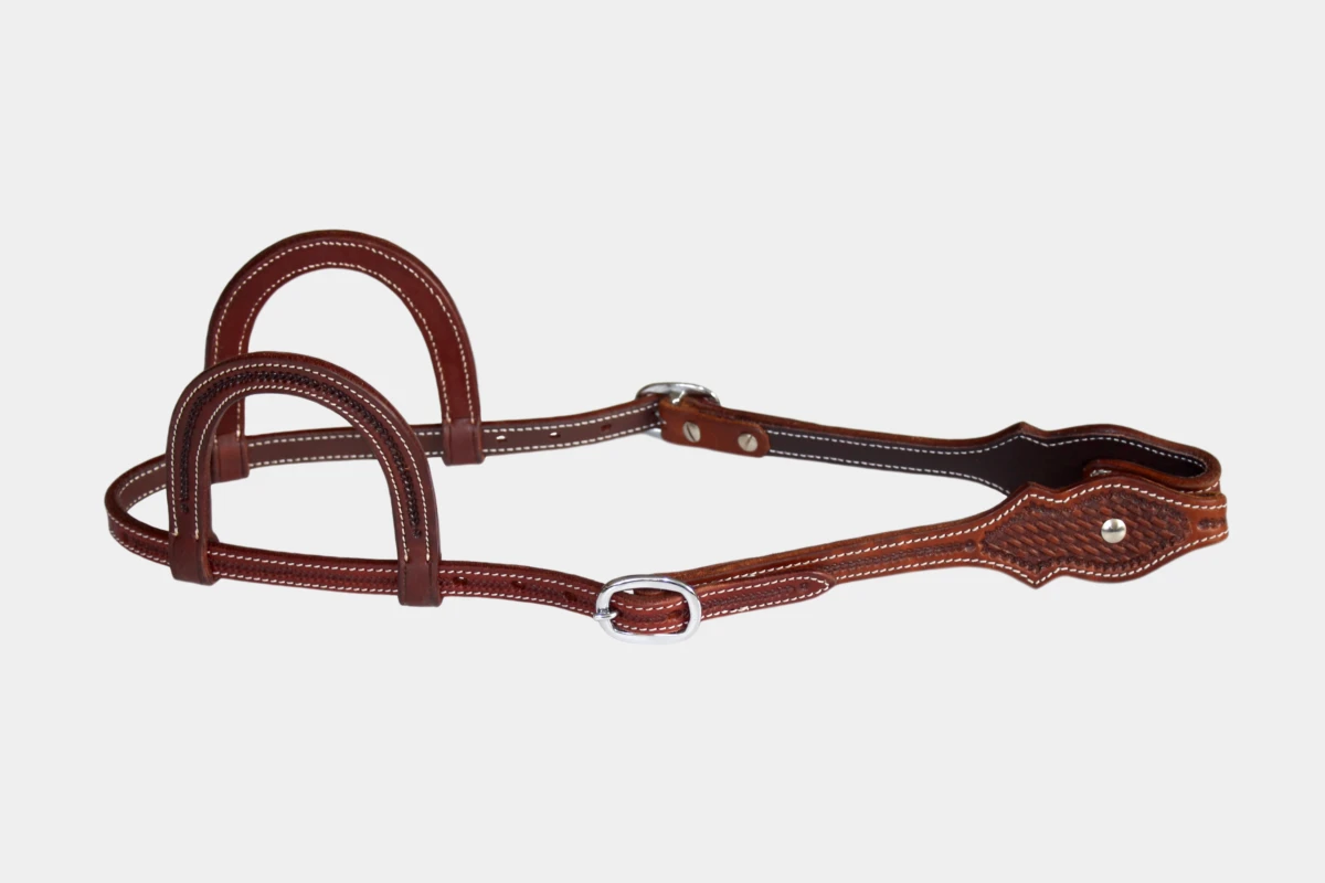 Cattlemans, GVR - Zweiohr scalloped basket tooling, Westerntrense, Quarter Horse, two ear, dark chestnut