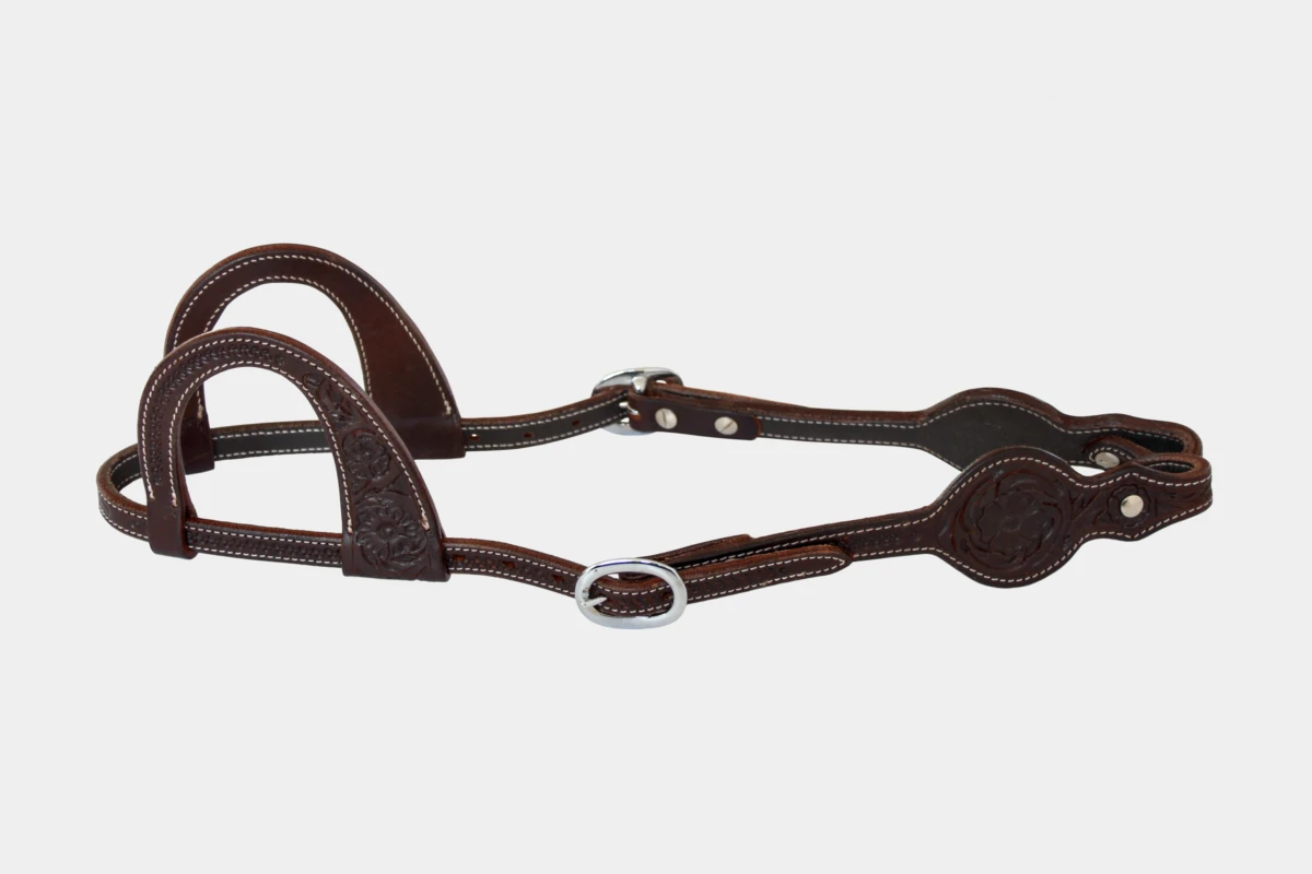 Cattlemans, GVR - Zweiohr round flower tooling, Westerntrense, Quarter Horse, two ear, brown