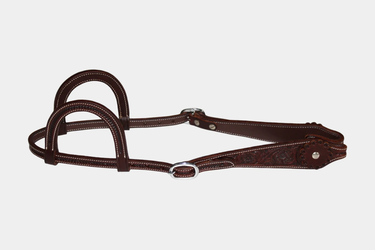 Cattlemans, GVR - Zweiohr teardrop flower tooling, Westerntrense, Quarter Horse, two ear, dark chestnut Cattlemans, GVR - Zweiohr teardrop flower tooling, Westerntrense, Quarter Horse, two ear, dark chestnut