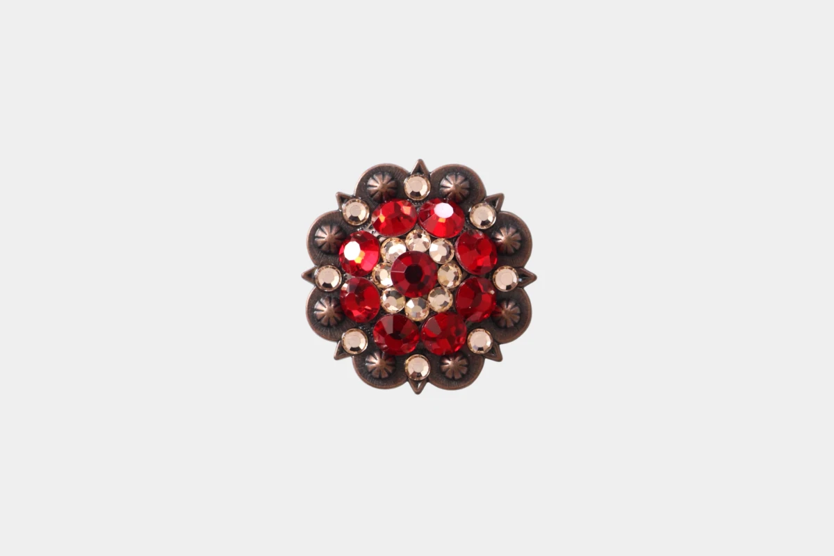 Cattlemans, GVR - Rhinestone concho crystal copper ruby, Strass, Kupfer, peach, pfirsich, orange, red, rot Cattlemans, GVR - Rhinestone concho crystal copper ruby, Strass, Kupfer, peach, pfirsich, orange, red, rot