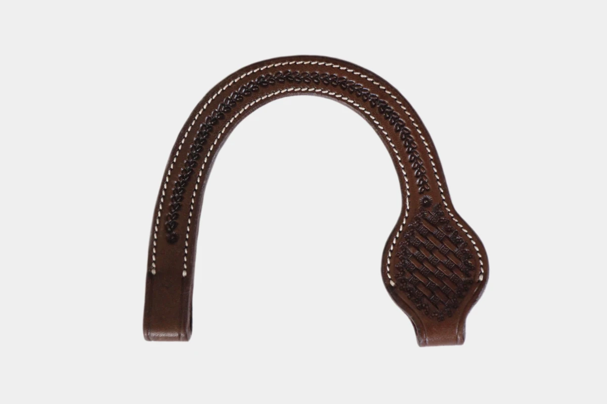 Cattlemans, GVR - Ohrteil round basket tooling, earpeace, Leder, leather, brown