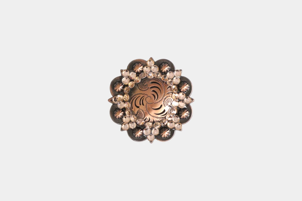 Cattlemans, GVR - Rhinestone concho crystal flower copper peach, Strass, pfirisch, orange, Kupfer Cattlemans, GVR - Rhinestone concho crystal flower copper peach, Strass, pfirisch, orange, Kupfer