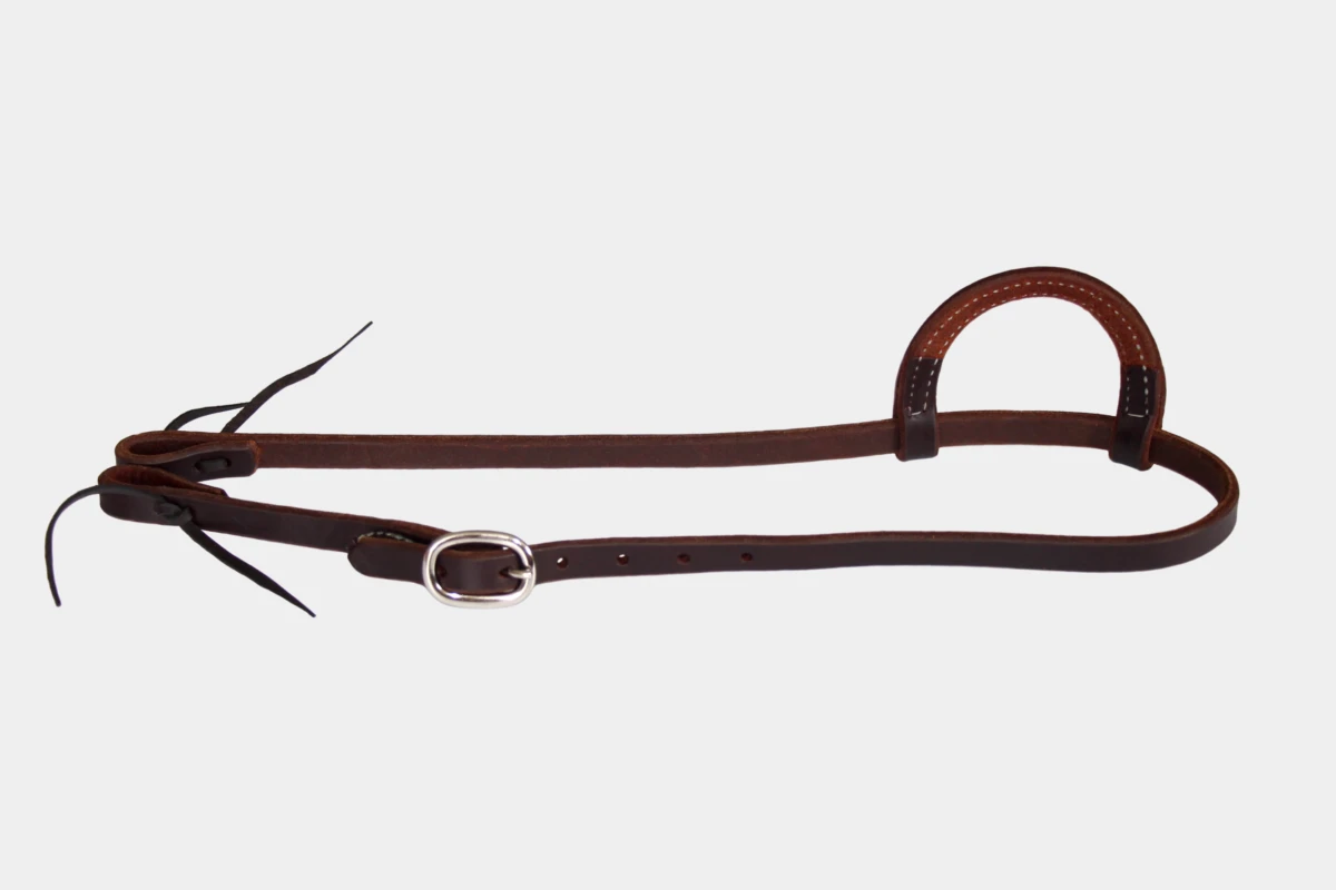 BCL, Berlin Custom Leather - Einohr dark oiled mit Edelstahlschnallen, Westerntrense, Quarter Horse, one ear, stainless steel