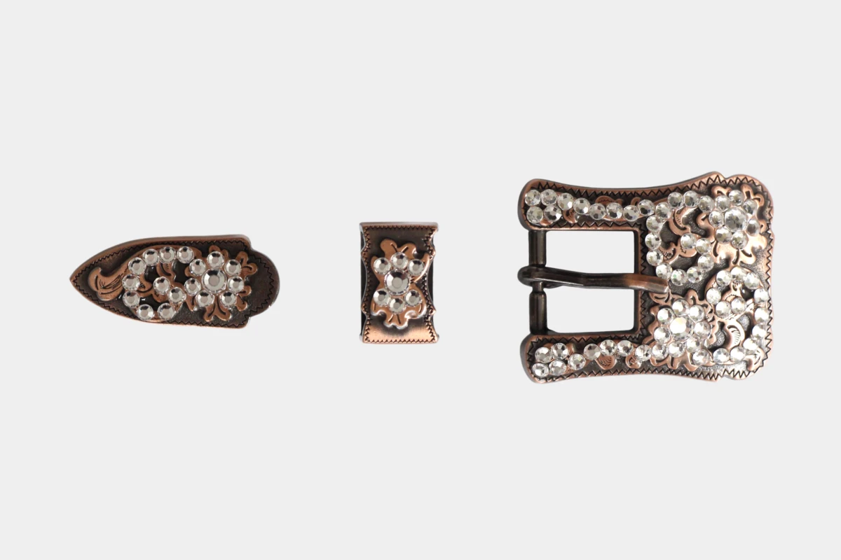 Cattlemans, GVR - Buckle set crystal copper white, loop, tip, Schnalle, Strass, white, weiß Cattlemans, GVR - Buckle set crystal copper white, loop, tip, Schnalle, Strass, white, weiß
