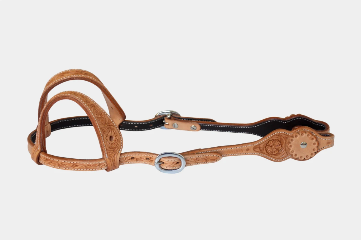Cattlemans, GVR - Zweiohr double bell shape flower tooling, Westerntrense, Quarter Horse, two ear, russet Cattlemans, GVR - Zweiohr double bell shape flower tooling, Westerntrense, Quarter Horse, two ear, russet