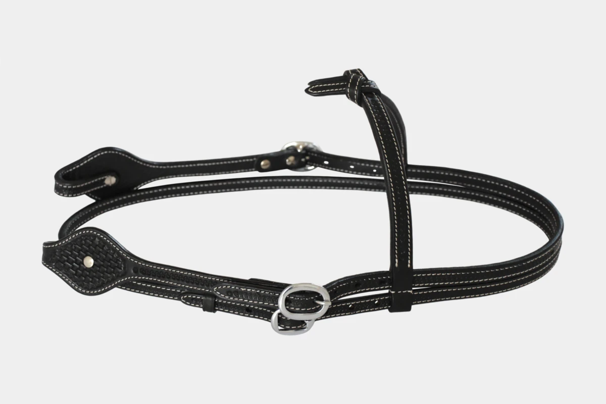 Cattlemans, GVR - Knotenstirnband oval basket tooling, Westerntrense, Quarter Horse, knotted browband, black