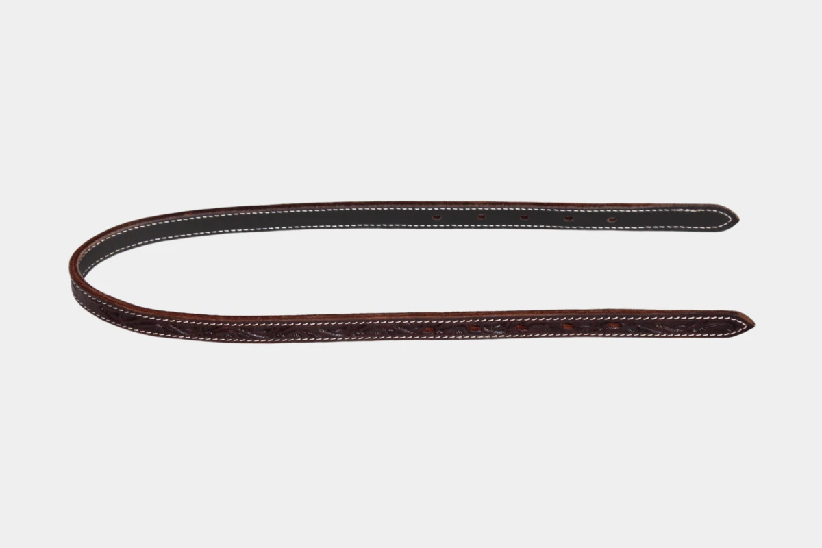 Cattlemans, GVR - Genickriemen breit leaf tooling, 75 cm, crown, leather, Leder, brown