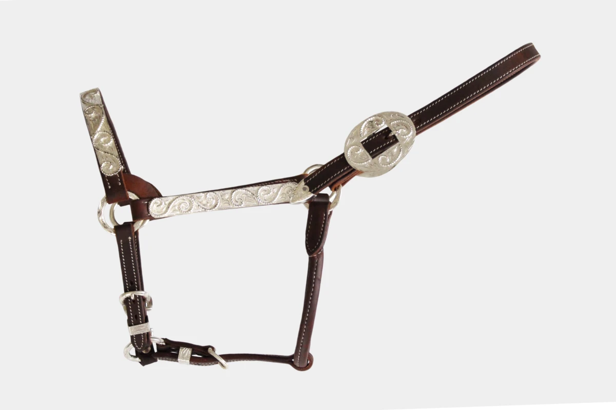 Cattlemans, GVR - Showhalfter silver twirl, Lederhalfter, halter, leather, Silber, dark chestnut Cattlemans, GVR - Showhalfter silver twirl, Lederhalfter, halter, leather, Silber, dark chestnut