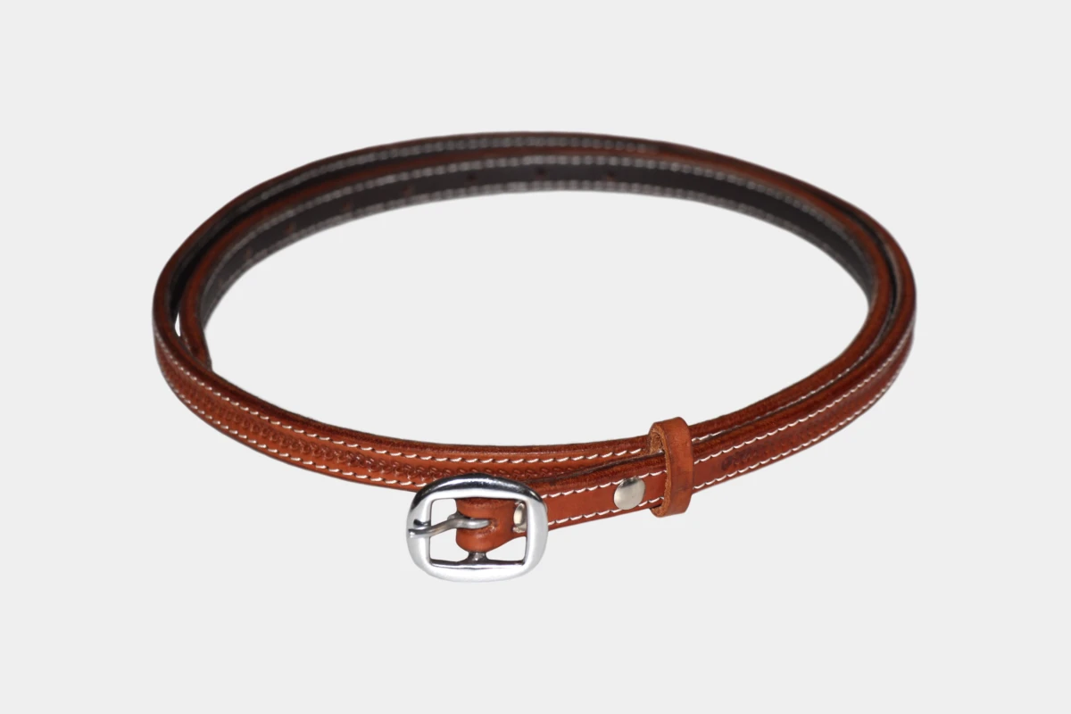 Cattlemans, GVR - Kehlriemen schmal grain tooling XL, leather, throat leather, strap, chestnut