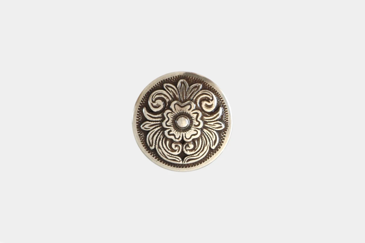 Concho flower round, steel, Stahl