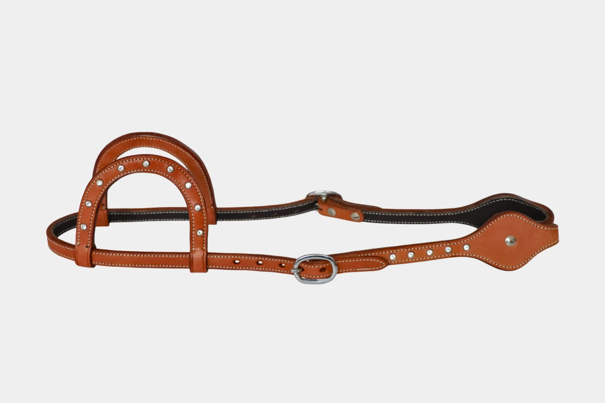 Cattlemans, GVR - Zweiohr futurity oval crystal white, Westerntrense, Quarter Horse, sadesa leather, leder, two ear, Strasssteine, weiß, russet