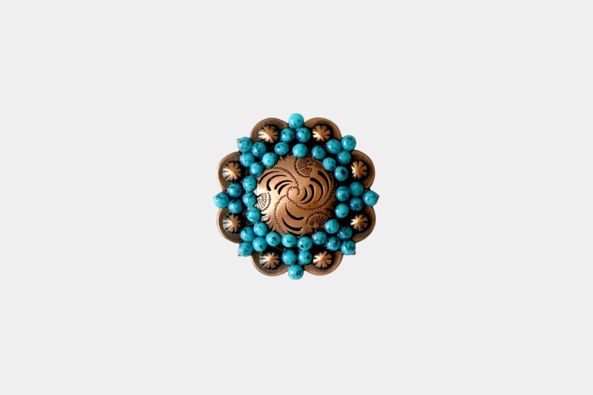 Cattlemans, GVR - Concho flower copper turquoise, Strass, Kupfer, tuerkis Cattlemans, GVR - Concho flower copper turquoise, Strass, Kupfer, tuerkis