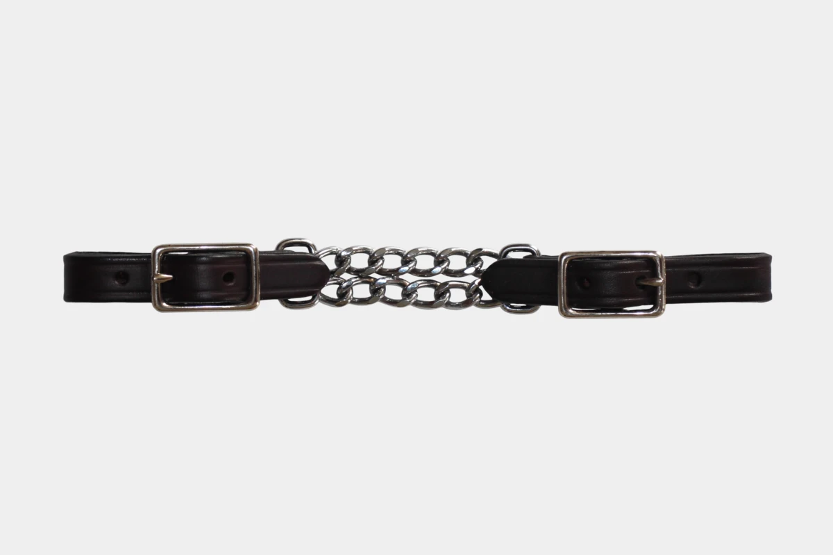 BCL, Berlin Custom Leather - Kinnkette breit dark oiled, double chain, wide, geölt, dunkel