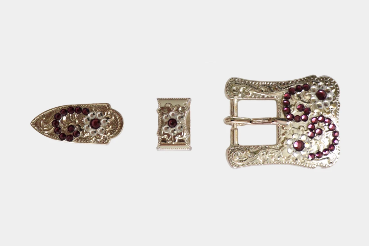 Cattlemans, GVR - Buckle set crystal amethyst, loop, tip, Schnalle, Strass, lila, purple Cattlemans, GVR - Buckle set crystal amethyst, loop, tip, Schnalle, Strass, lila, purple