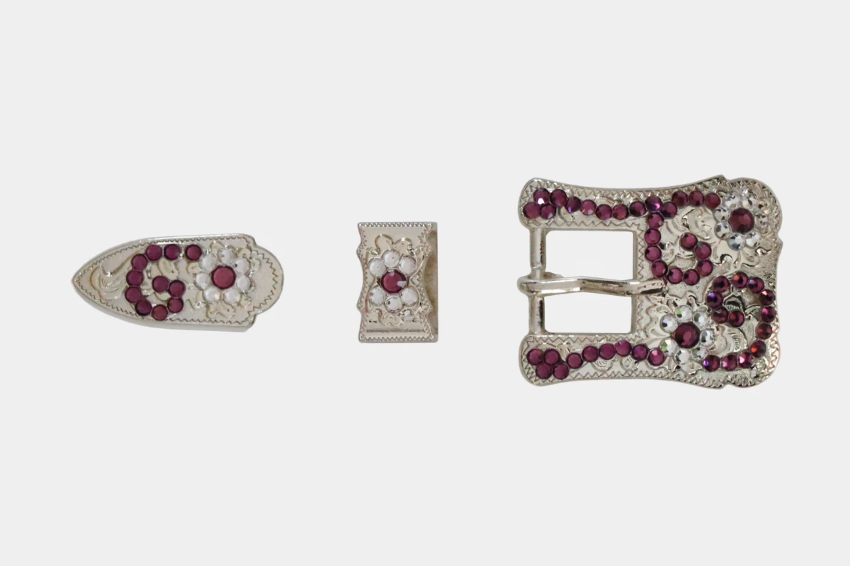 Cattlemans, GVR - Buckle set crystal amethyst, loop, tip, Schnalle, Strass, lila, purple