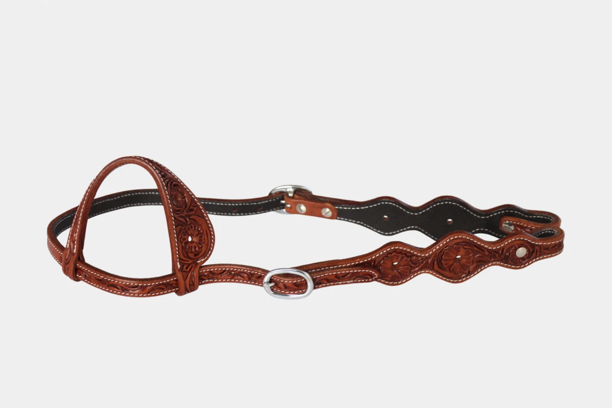 Cattlemans, GVR - Einohr fivefold flower tooling, Westerntrense, Quarter Horse, one ear, antique chestnut Cattlemans, GVR - Einohr fivefold flower tooling, Westerntrense, Quarter Horse, one ear, antique chestnut