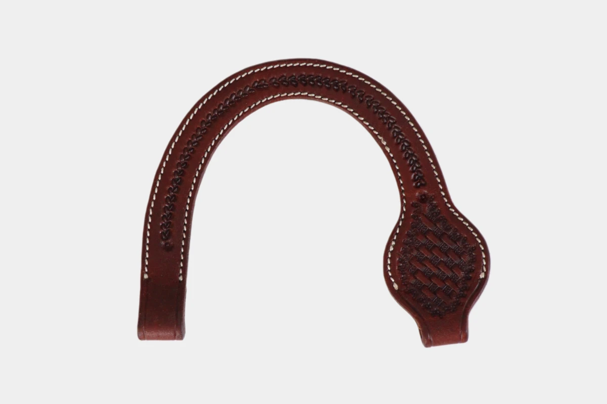 Cattlemans, GVR - Ohrteil round basket tooling, earpeace, Leder, leather, dark chestnut Cattlemans, GVR - Ohrteil round basket tooling, earpeace, Leder, leather, dark chestnut