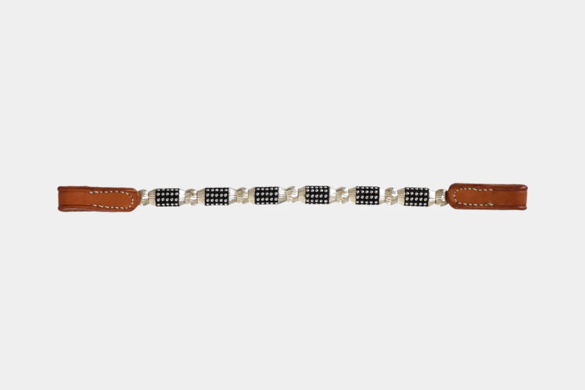 Cattlemans, GVR - Ohrteil dotted barrels and diamond cut balls, earpeace, Strass, leather, Leder, russet Cattlemans, GVR - Ohrteil dotted barrels and diamond cut balls, earpeace, Strass, leather, Leder, russet