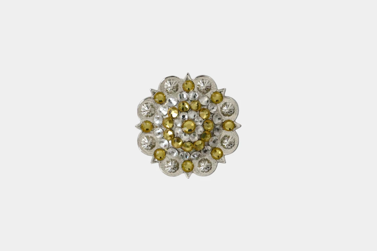 Cattlemans, GVR - Rhinestone concho crystal light topaz, Strass, gelb, yellow