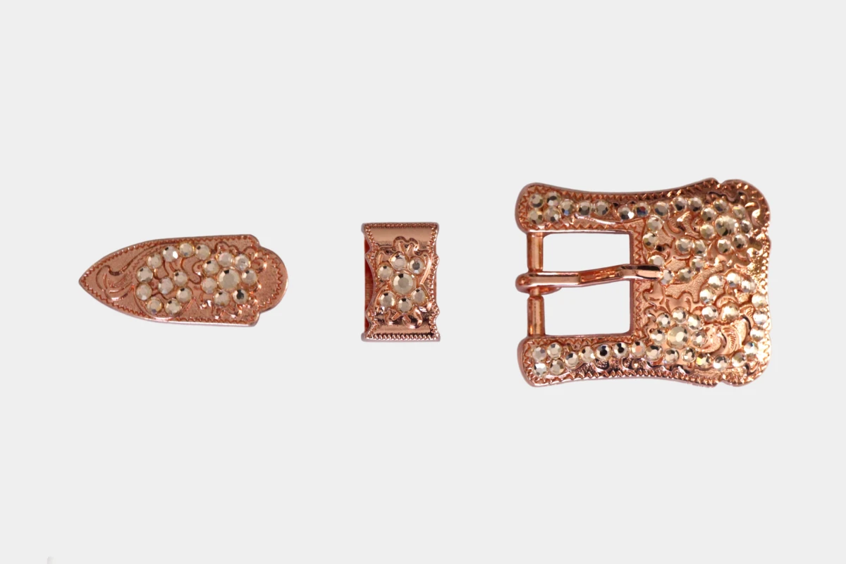 Cattlemans, GVR - Buckle set crystal rose gold peach, loop, tip, Schnalle, Strass, pfirsich, orange, Rosegold Cattlemans, GVR - Buckle set crystal rose gold peach, loop, tip, Schnalle, Strass, pfirsich, orange, Rosegold