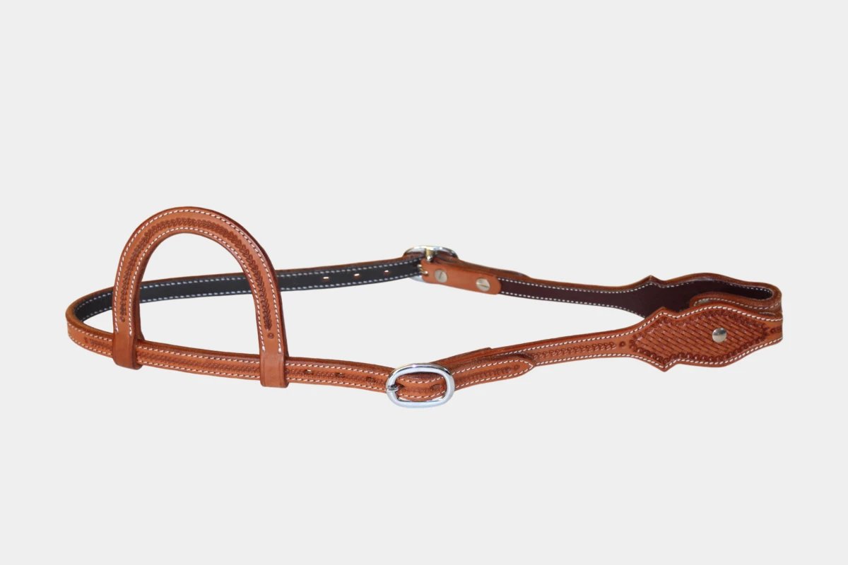 Cattlemans, GVR - Einohr scalloped basket tooling, Westerntrense, Quarter Horse, one ear, chestnut