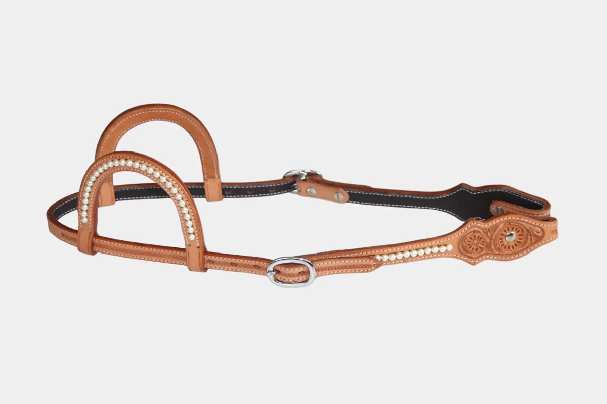 Cattlemans, GVR - Zweiohr scalloped Swarovski pearls flower tooling, Show, Westerntrense, Quarter Horse, two ear, Perlen, russet Cattlemans, GVR - Zweiohr scalloped Swarovski pearls flower tooling, Show, Westerntrense, Quarter Horse, two ear, Perlen, russet