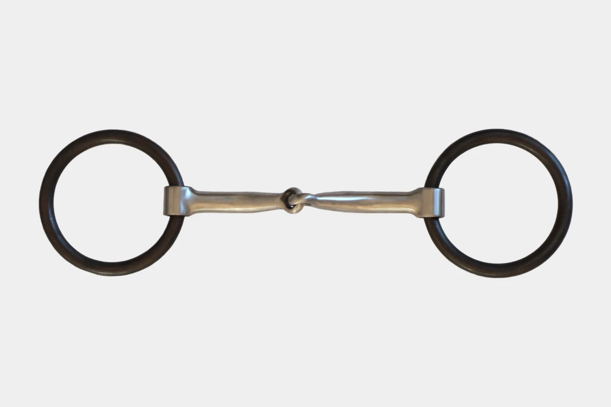 Pro Stuff - O-Ring Snaffle Bit anatomisch ohne Kupfereinlagen, black rings, Gebiss, without copper, Edelstahl, stainless steel