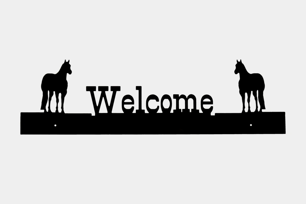 Cattlemans, GVR - Welcome sign QUARTER HORSE Design, Schild, sign, Stahl, steel, black, schwarz Cattlemans, GVR - Welcome sign QUARTER HORSE Design, Schild, sign, Stahl, steel, black, schwarz