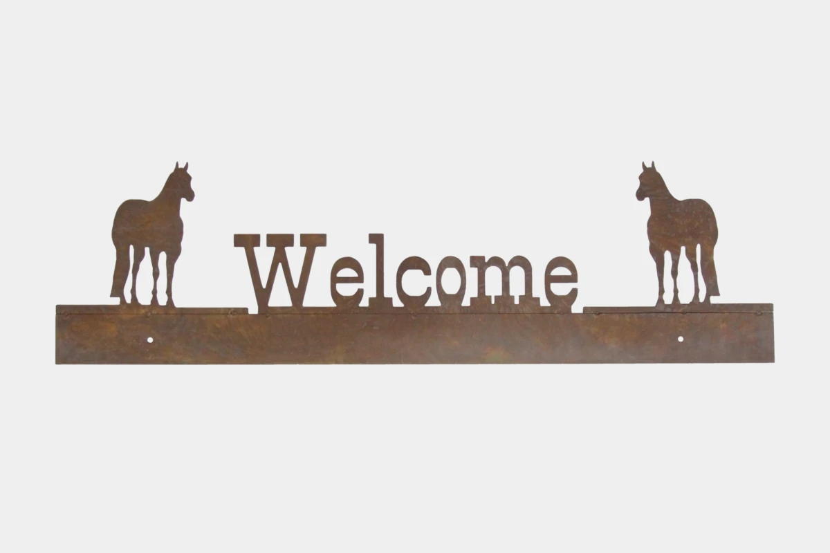 Cattlemans, GVR - Welcome sign QUARTER HORSE Design, Schild, sign, Stahl, steel, brown, braun