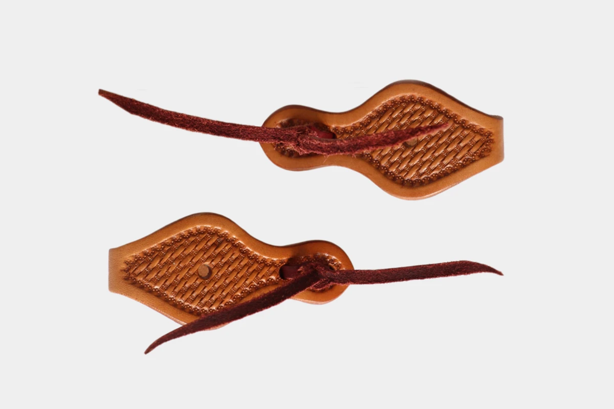 Cattlemans, GVR - Rein straps with straight backside basket tooling, Leder, leather, russet Cattlemans, GVR - Rein straps with straight backside basket tooling, Leder, leather, russet
