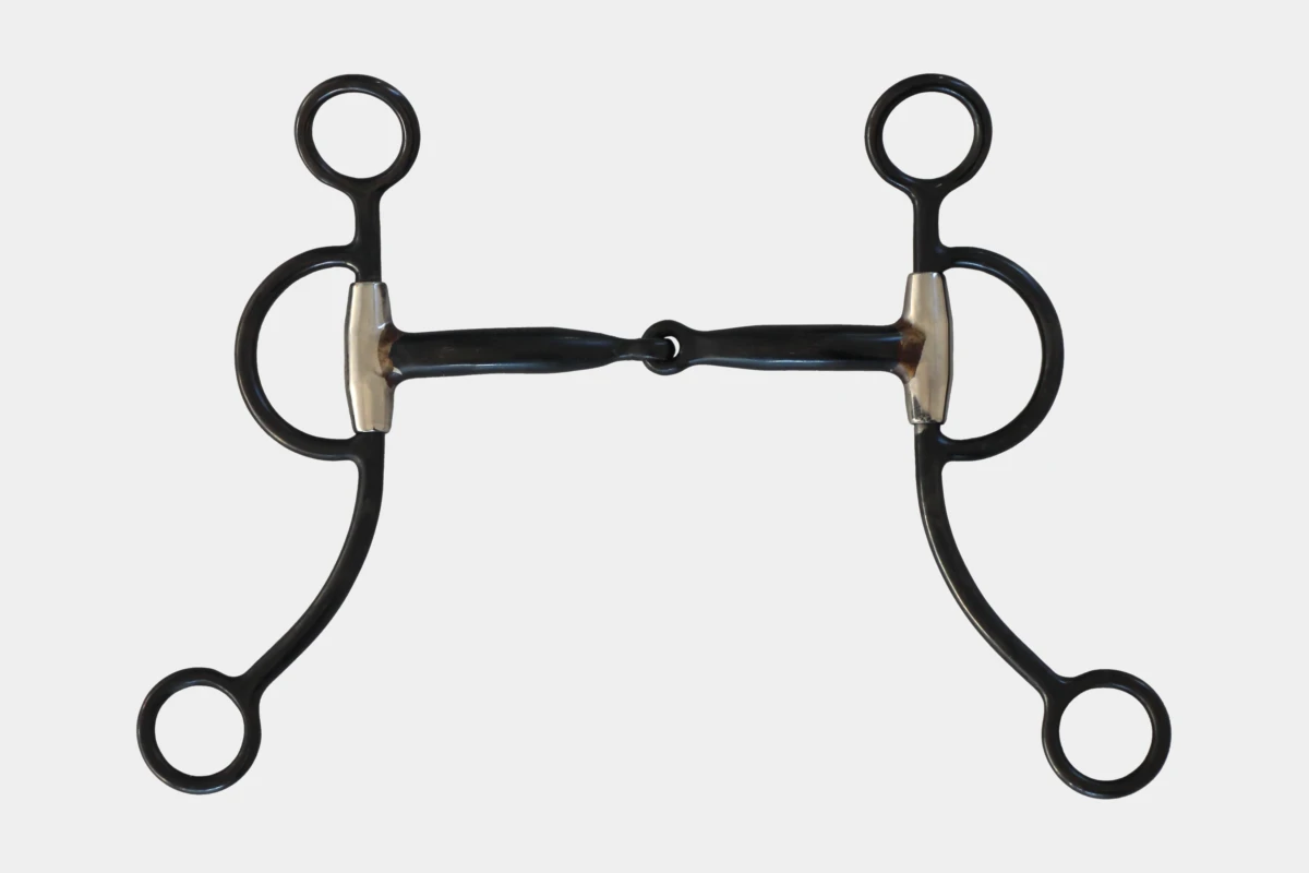 Pro Stuff - Snaffle Bit black mit Kupfereinlagen, long shanks, copper inlays, schwarz, stainless steel, Edelstahl Pro Stuff - Snaffle Bit black mit Kupfereinlagen, long shanks, copper inlays, schwarz, stainless steel, Edelstahl