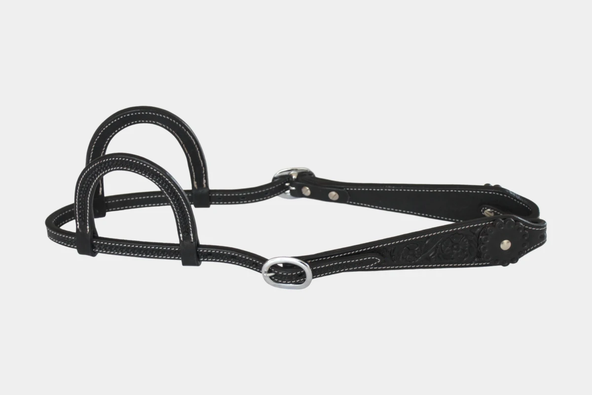 Cattlemans, GVR - Zweiohr teardrop flower tooling, Westerntrense, Quarter Horse, two ear, black Cattlemans, GVR - Zweiohr teardrop flower tooling, Westerntrense, Quarter Horse, two ear, black