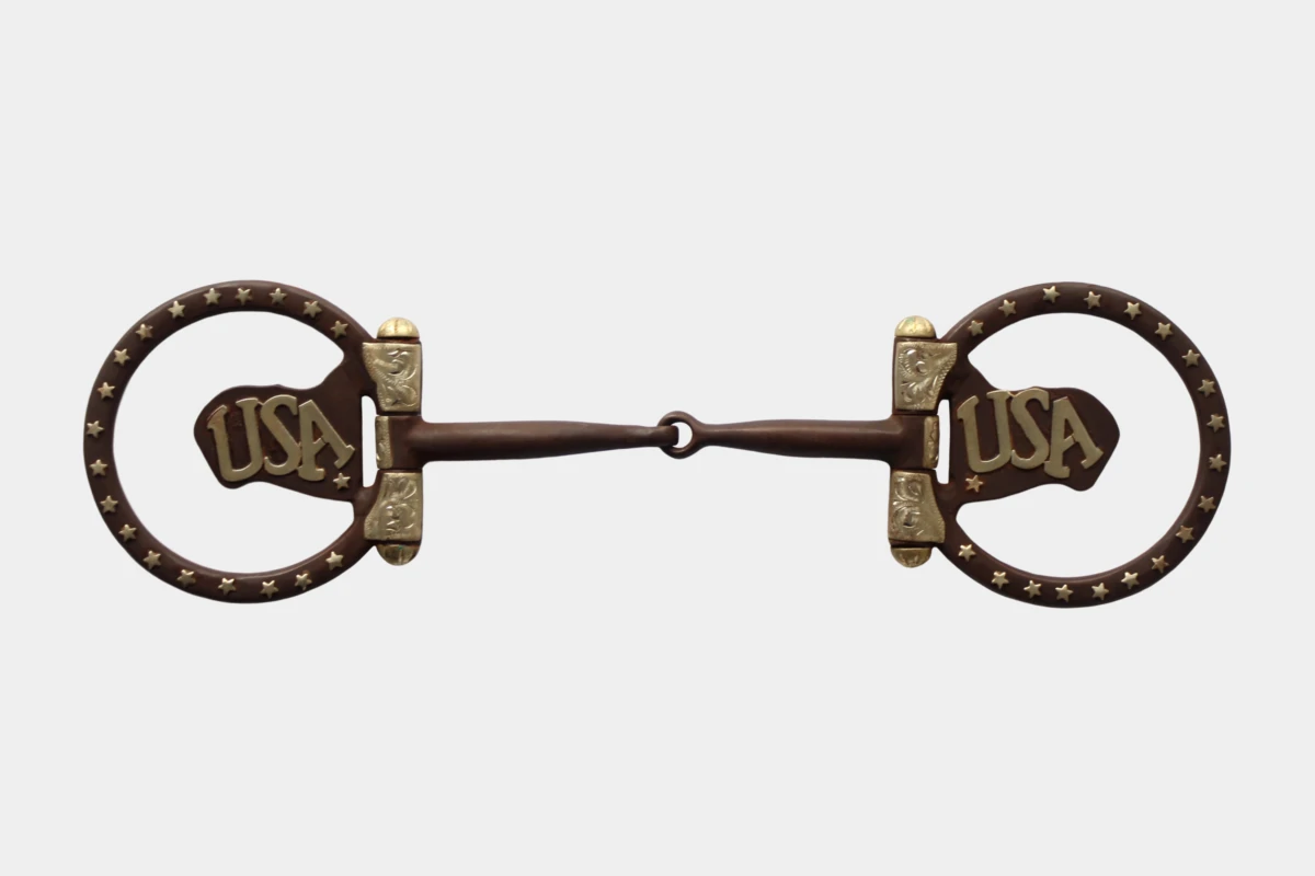 D-ring snaffle bit brown steel with copper inlays, USA design