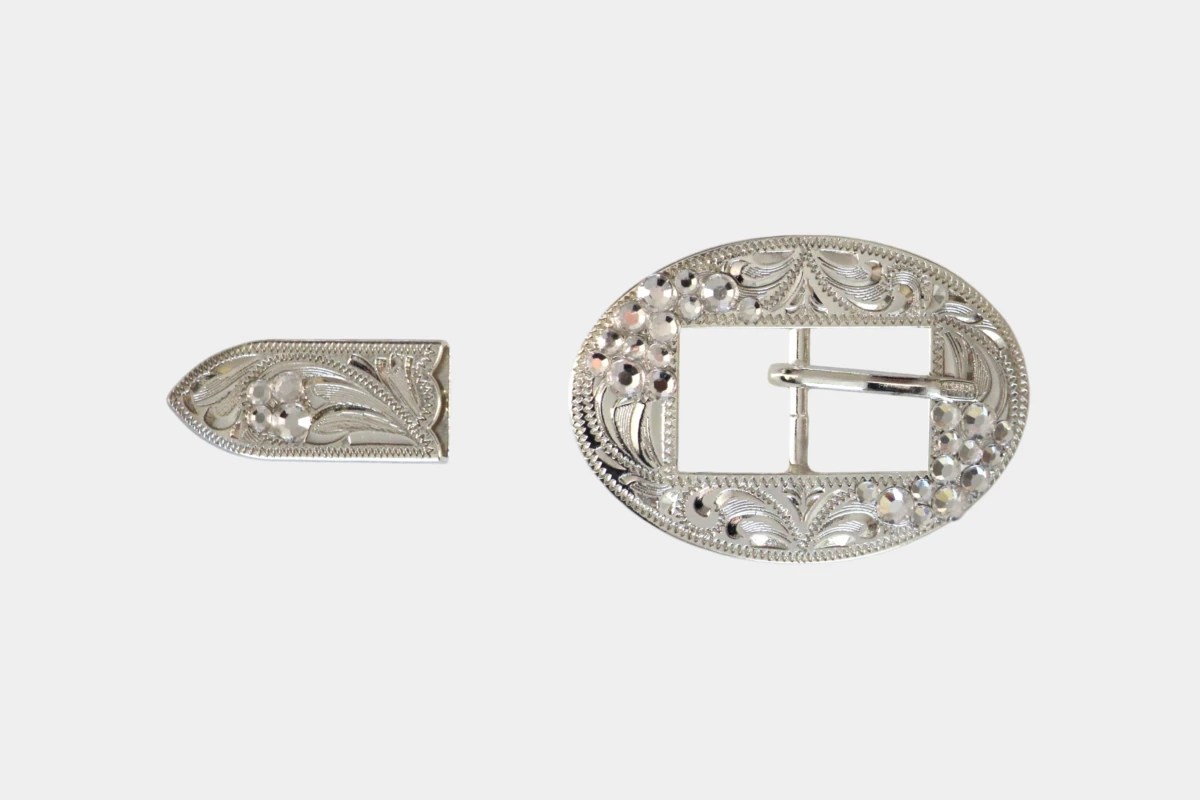 Cattlemans, GVR - Buckle set crystal oval white, tip, Schnalle, Strass, weiß Cattlemans, GVR - Buckle set crystal oval white, tip, Schnalle, Strass, weiß
