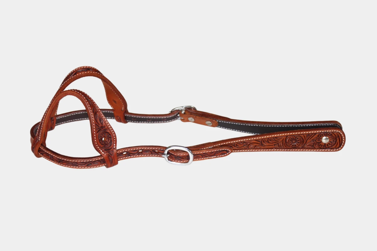 Cattlemans, GVR - Zweiohr small round teardrop flower tooling, Westerntrense, Quarter Horse, two ear, antique chestnut Cattlemans, GVR - Zweiohr small round teardrop flower tooling, Westerntrense, Quarter Horse, two ear, antique chestnut