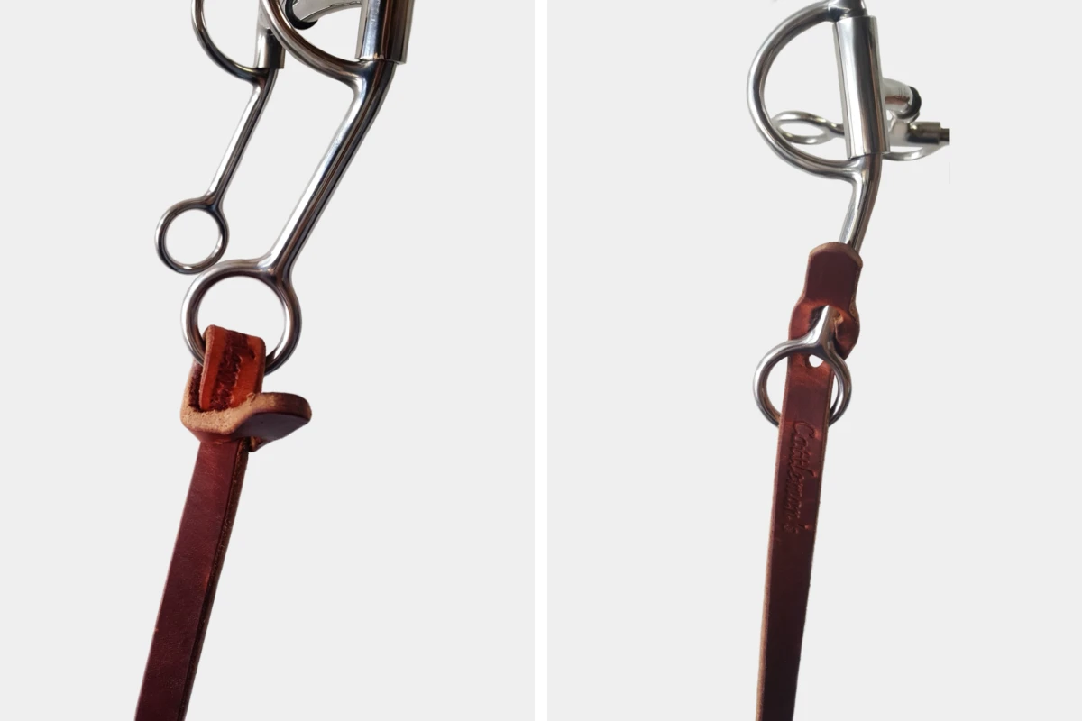 Cattlemans, GVR - Slit Zuegel breit Harnessleder, reins, wide, harness leather, dunkel, dark