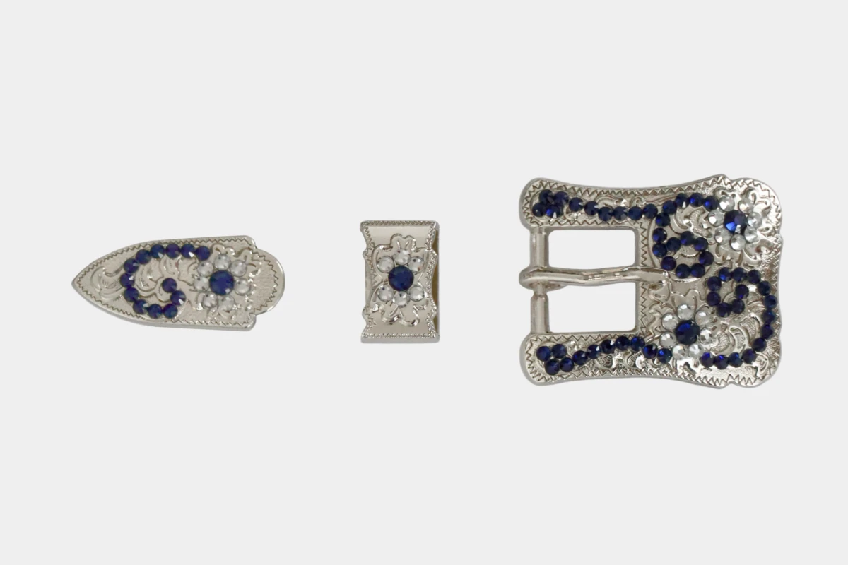 Cattlemans, GVR - Buckle set crystal dark indigo, loop, tip, Schnalle, Strass, blau, blau, blue, lila, violett, purple
