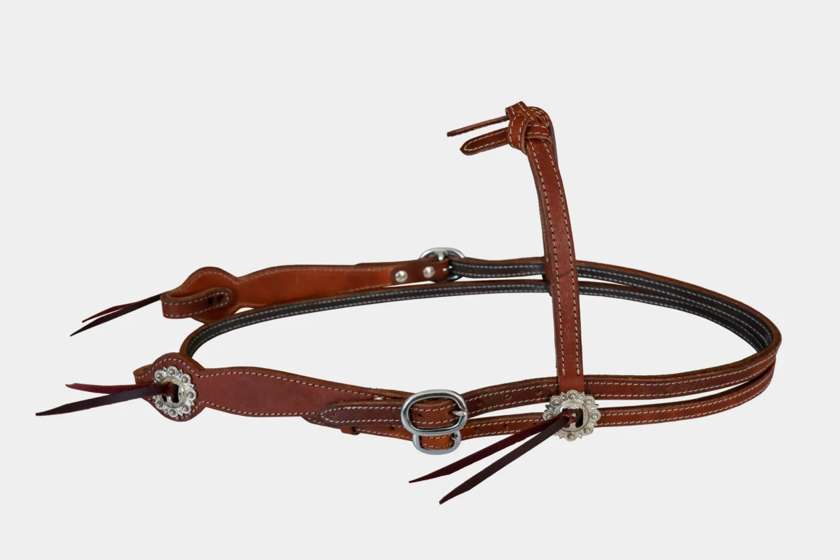 Cattlemans, GVR - V-Stirnband futurity silver slotted Harnessleder, Westerntrense, Quarter Horse, v-browband, harness leather