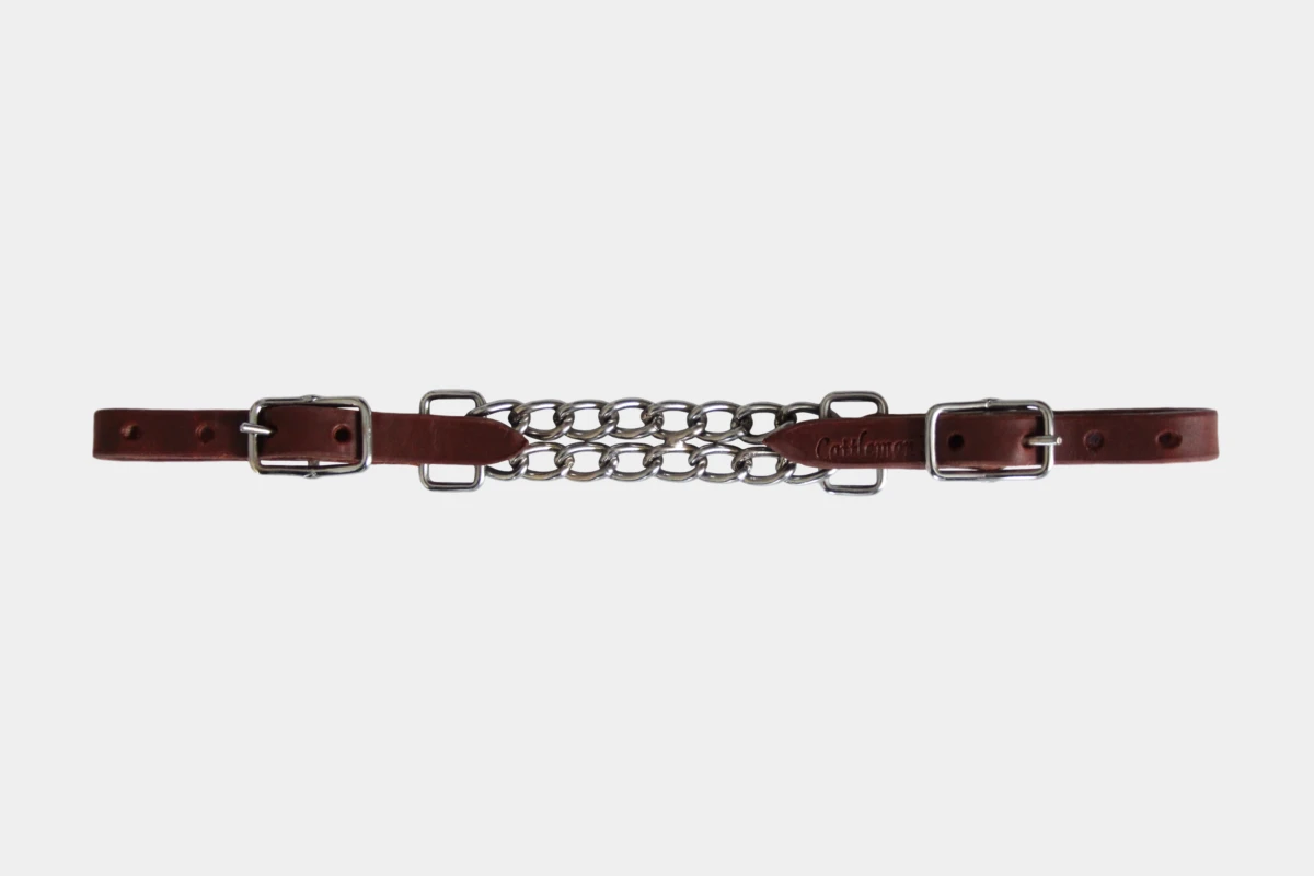 Cattlemans, GVR - Kinnkette schmal Premium Harnessleder, curb chain, wide, double chain, harness leather Kinnkette schmal Premium Harnessleder, curb chain, wide, double chain, harness leather