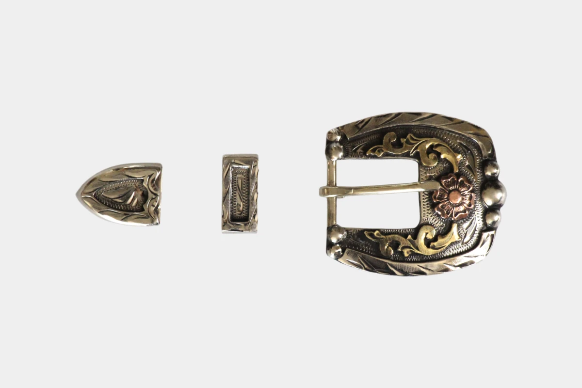 Hansen silver buckle set antique California, Silber Hansen silver buckle set antique California, Silber