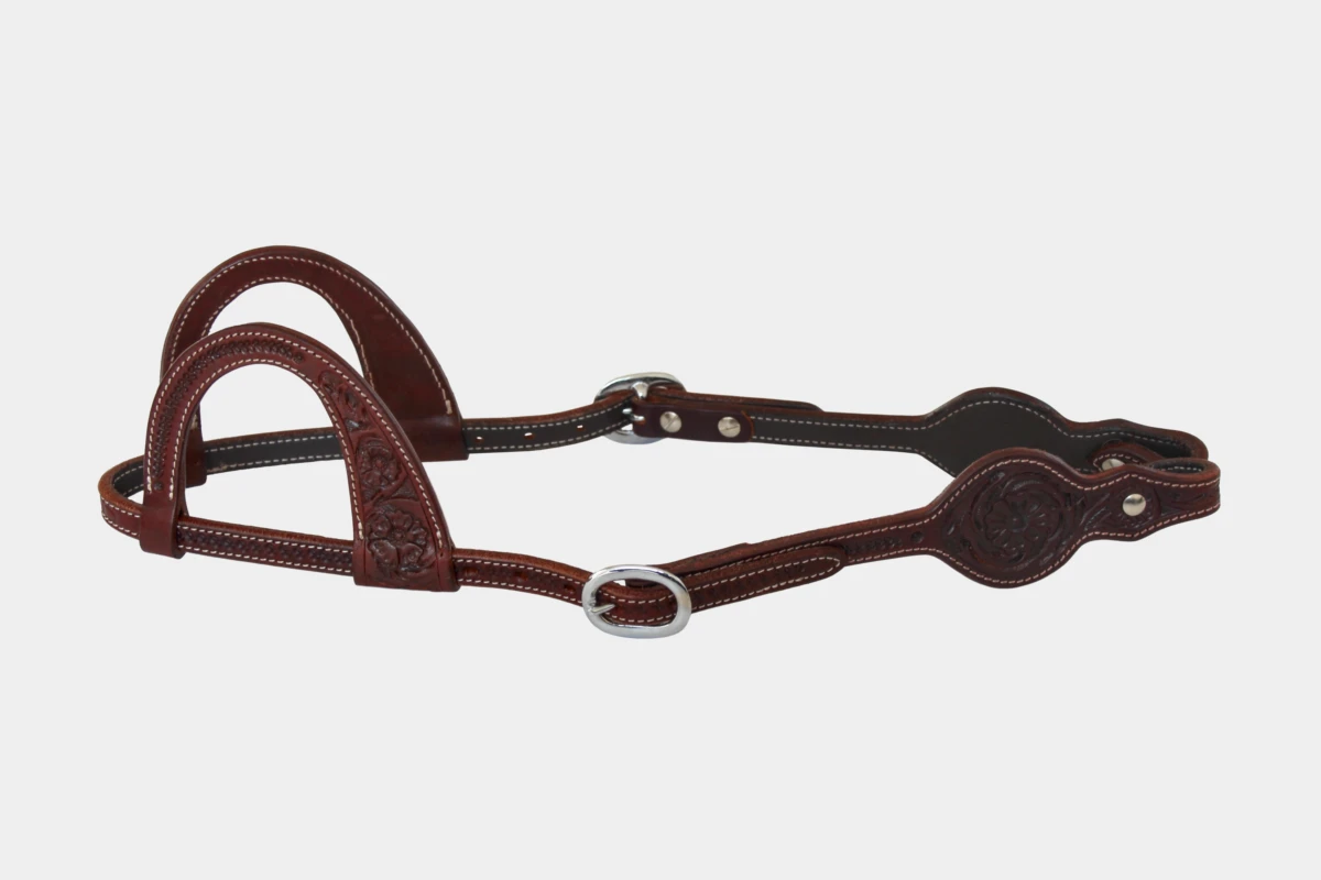 Cattlemans, GVR - Zweiohr round flower tooling, Westerntrense, Quarter Horse, two ear, dark chestnut