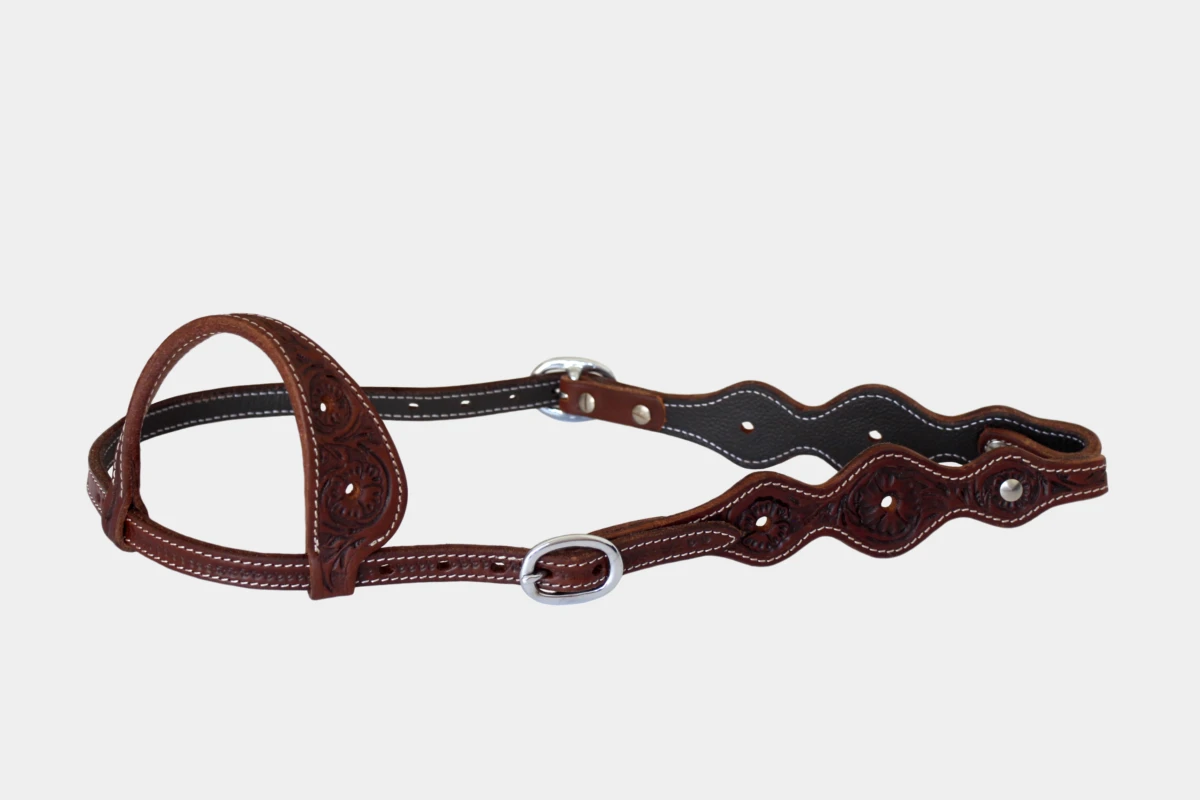 Cattlemans, GVR - Einohr fivefold flower tooling, Westerntrense, Quarter Horse, one ear, antique dark chestnut Cattlemans, GVR - Einohr fivefold flower tooling, Westerntrense, Quarter Horse, one ear, antique dark chestnut