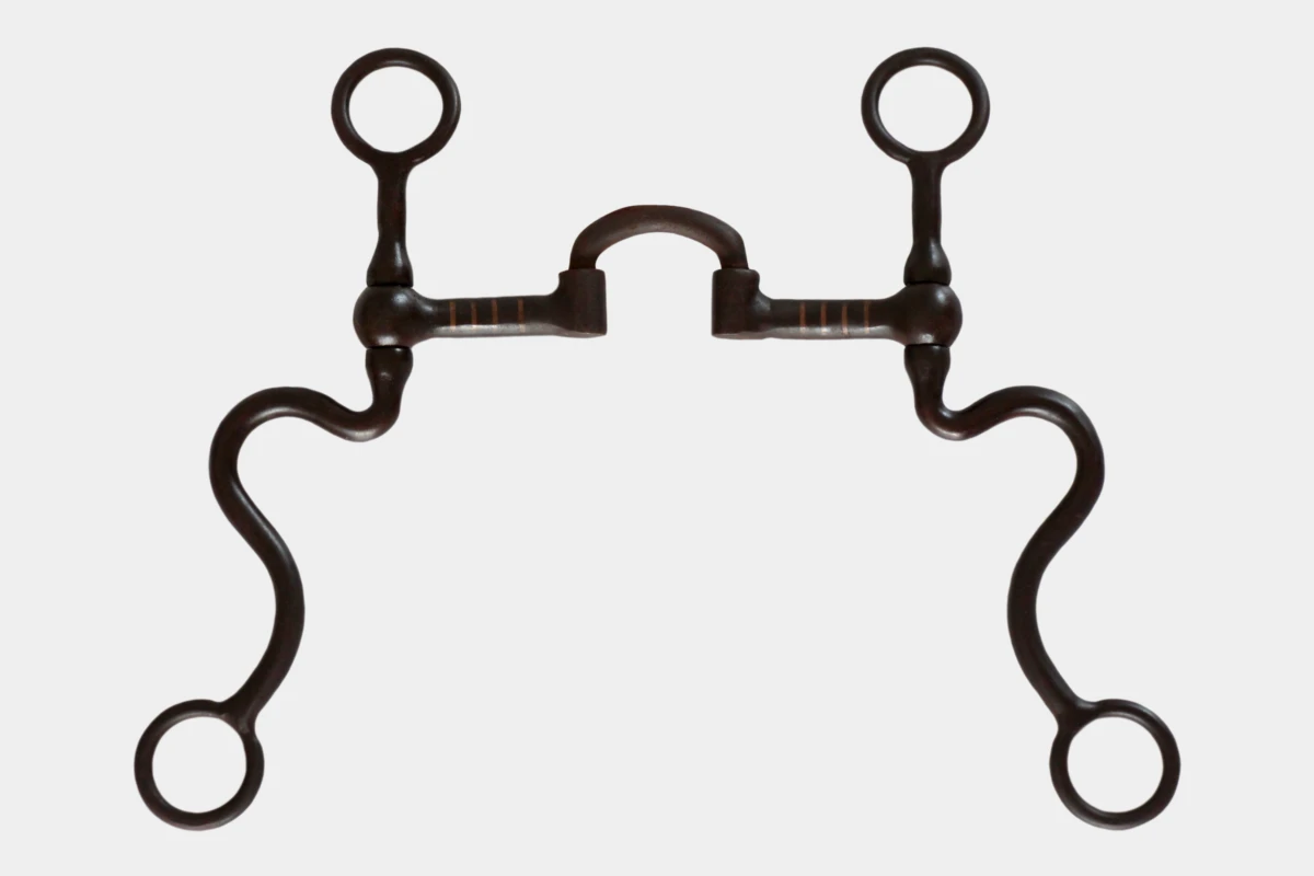 Pro Stuff - Low Port Correction Bit brown steel silver dots, long s-shanks, Show, Gebiss, copper inlays, Kupfereinlagen, Silber, braun, Stahl