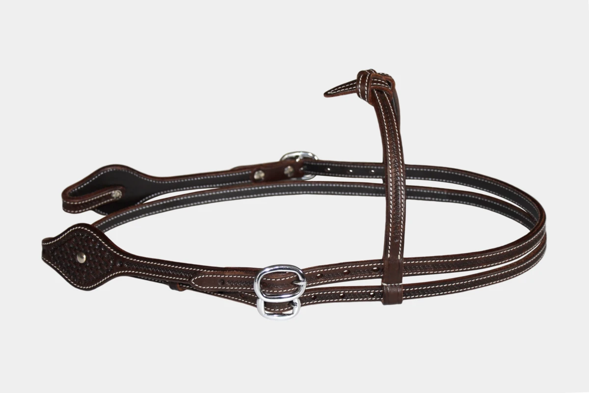 Cattlemans, GVR - Knotenstirnband oval basket tooling, Westerntrense, Quarter Horse, knotted browband, brown