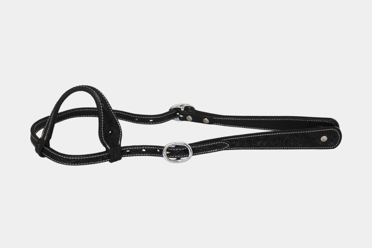 Cattlemans, GVR - Einohr small round teardrop flower tooling, Westerntrense, Quarter Horse, one ear, black Cattlemans, GVR - Einohr small round teardrop flower tooling, Westerntrense, Quarter Horse, one ear, black